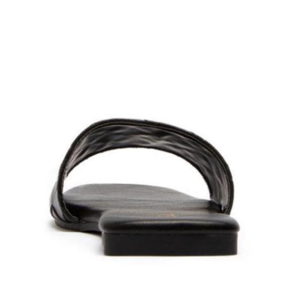 Square Toe Woven Strap Slide Sandals in Black - Picture 3 of 5